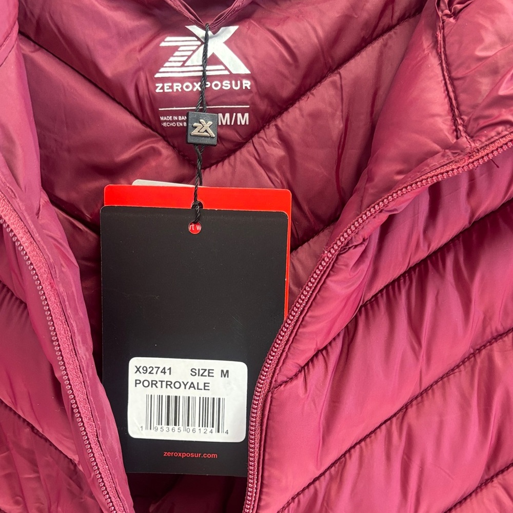 Zero Exposure Women's Lightweight Quilted Puffer Burgundy Jacket Medium New - Picture 2 of 4